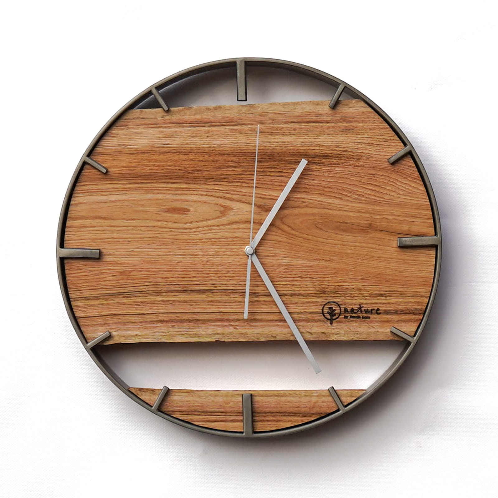 Okrągły zegar loftowy Time&Double stalowy